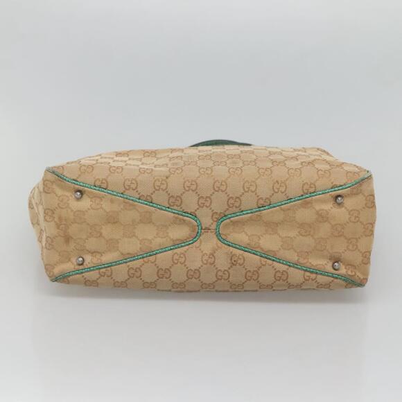 GUCCI GG Canvas Tote Bag Beige Green Silver - Picture 9 of 16